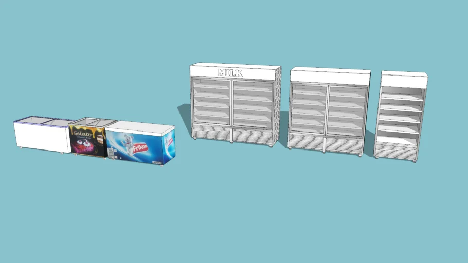 Market milk ice cream showcase fridge
