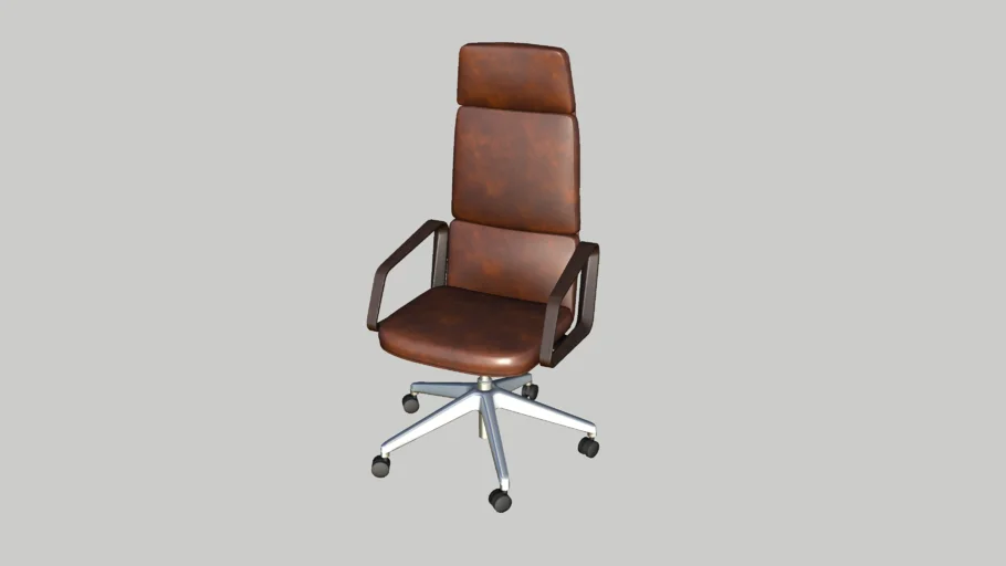 LAS Lead High Office Chair Brown Leather and Wood