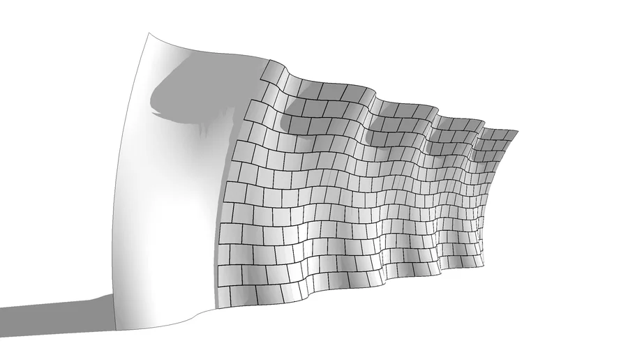 Curved brick panel wall