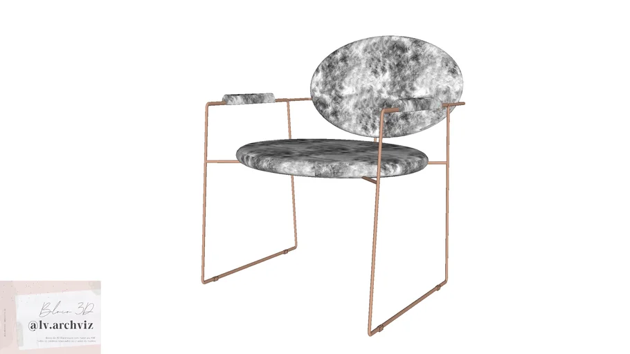 00 - CADEIRA VELUDO ROSA E METAL ROSE GOLD.skp