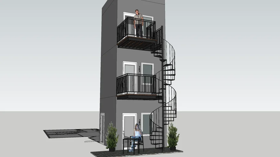 Spiral metal stairs