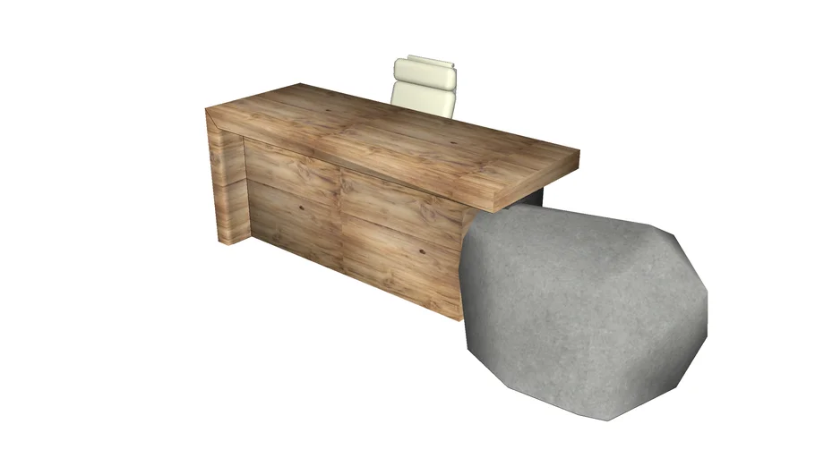 reception desk with rock