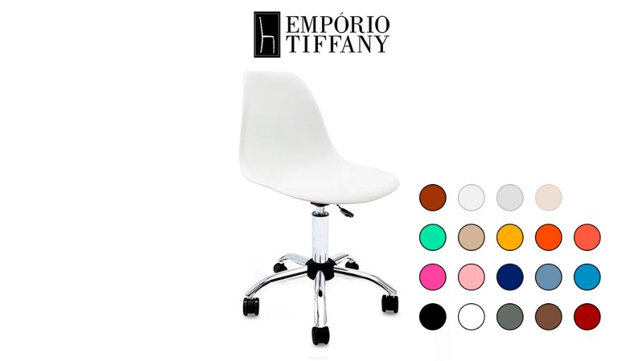 Cadeira Eames | Base Office Cromada - Empório Tiffany