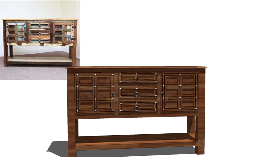 Large Console Sideboard Indian Rustic