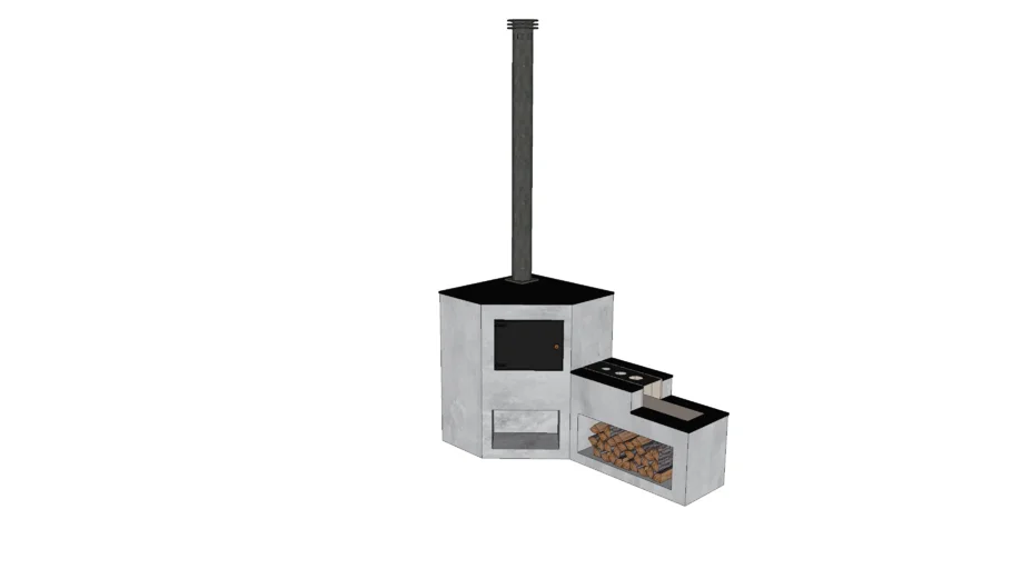 fogão e forno à lenha de canto