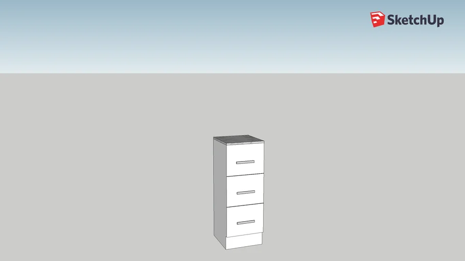 MODA / MODE Fitted Furniture 3 Drawer 300 Base Unit - Plain White with Slim bar