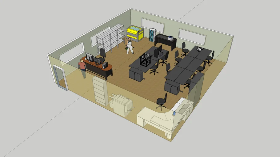 1000 sq ft workspace example | 3D Warehouse