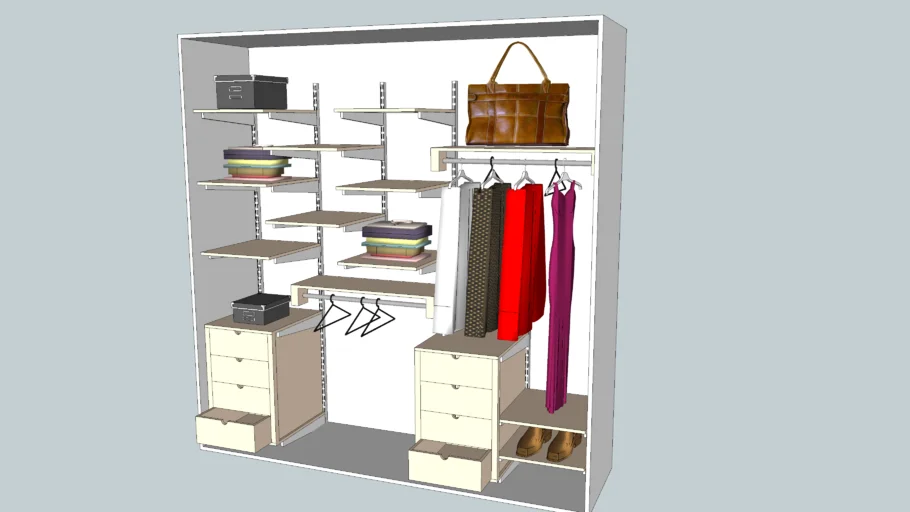 Vestidor hecho con rieles y ménsulas