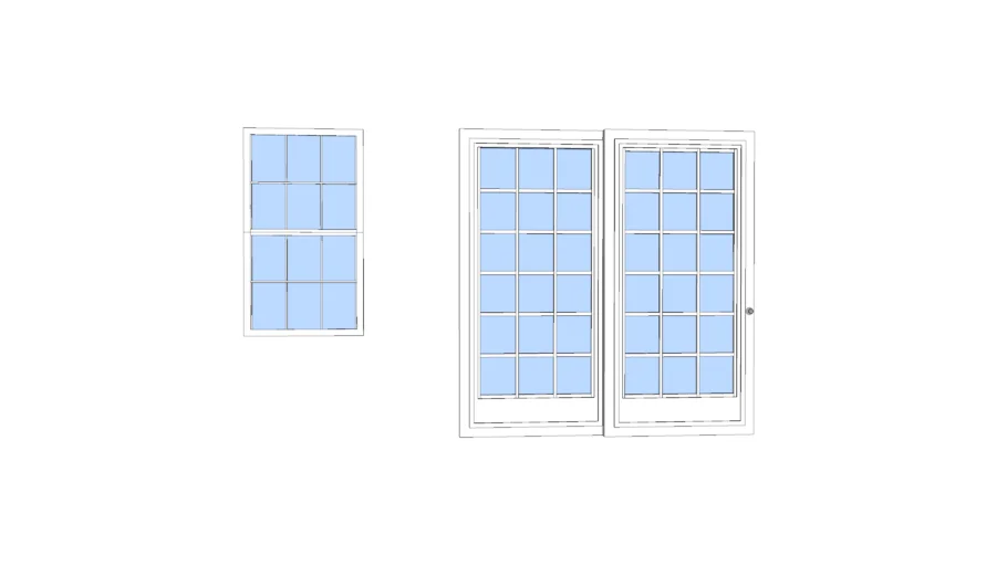 Window sliding door + 6 pane window