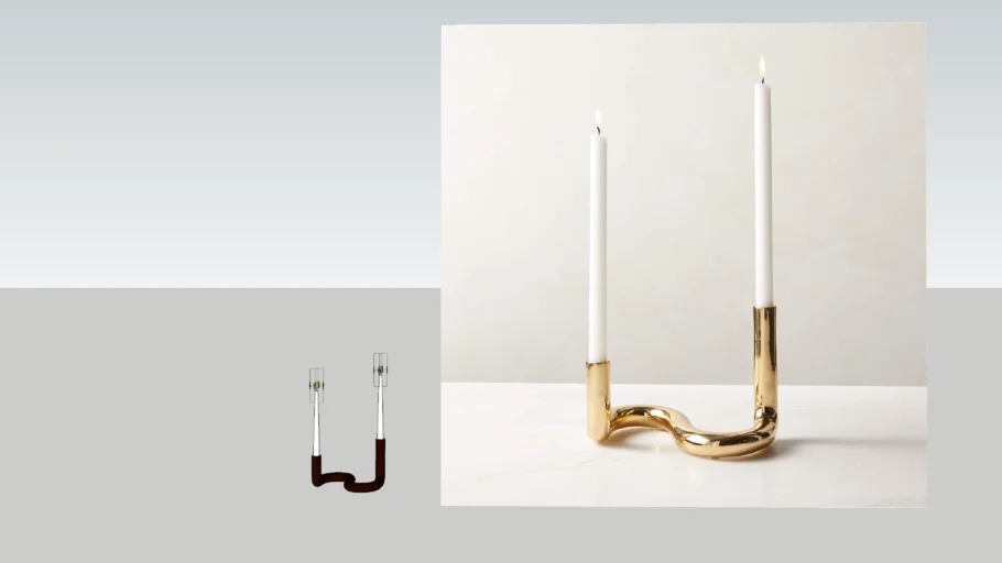 CB2 - FREYA BRASS DOUBLE TAPER CANDLE HOLDER