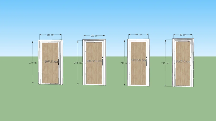 Door Set ( İç Mekan Kapı Seti) 110-100-90-80 cm (w) genişlik 210 (h) yükseklik.