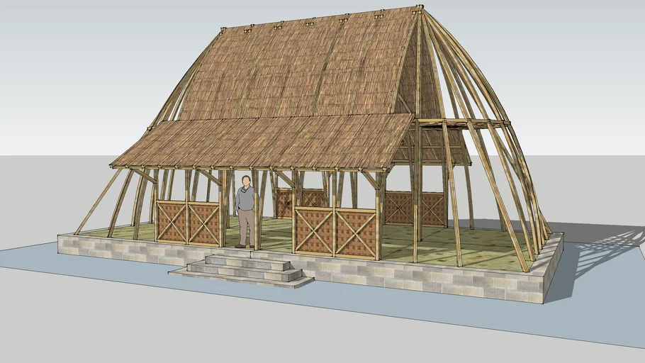 Balai Warga Konstruksi Bambu 6x12M2 #rumahSKETCH