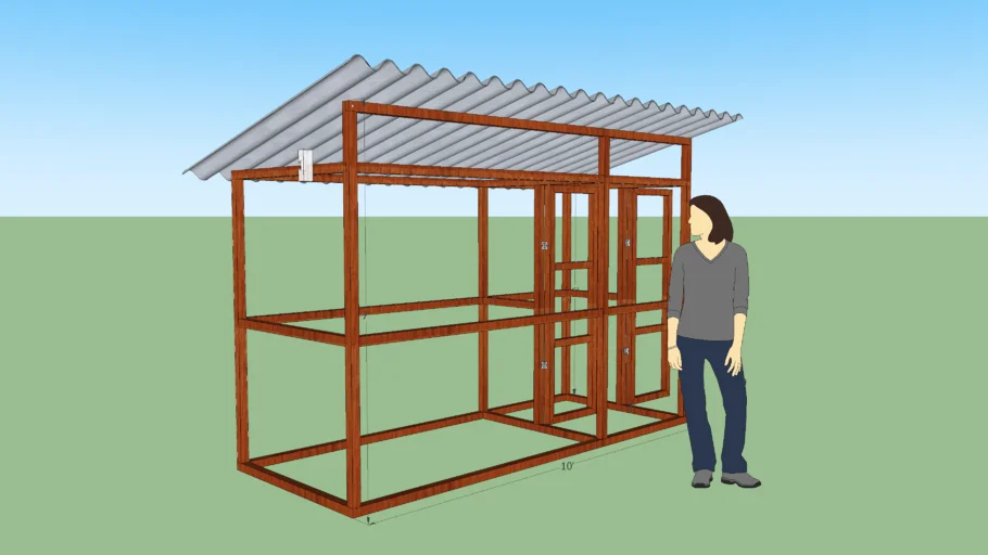 Bird Wood Cage with Zinc Roof