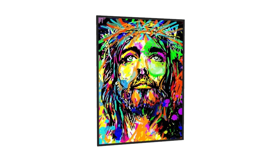 QUADRO JESUS - CRISTÃO - IGREJA - COLORIDO - AQUARELA - ABSTRATO - ROSTO 