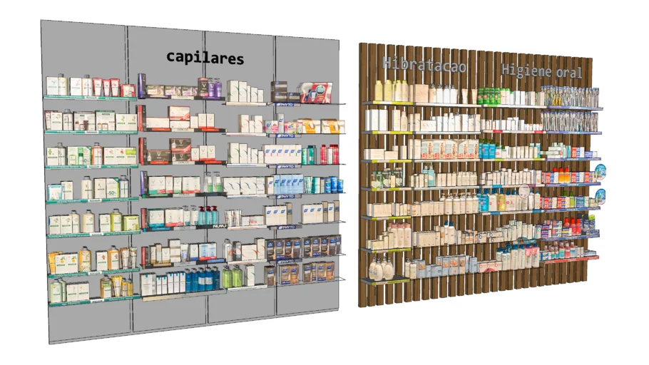 Farmacia - prateleira de farmácia - prateleira de mercado