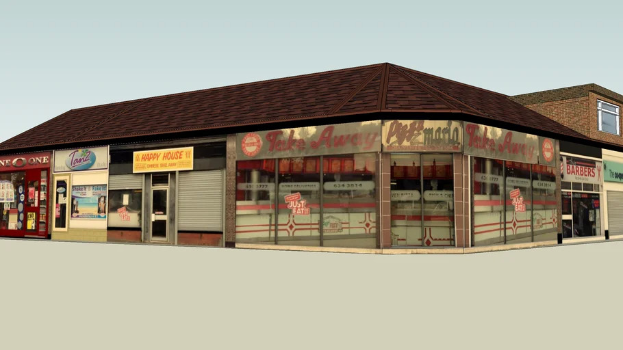 Local Shops - Croftfoot Roundabout - Modelled by Scott Gallacher