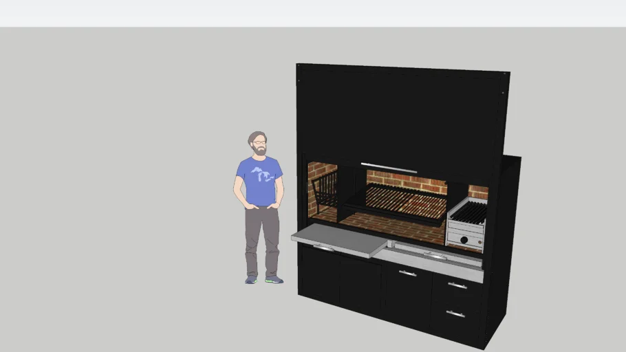 BBQ with sliding door Parrilla con puerta guillotina