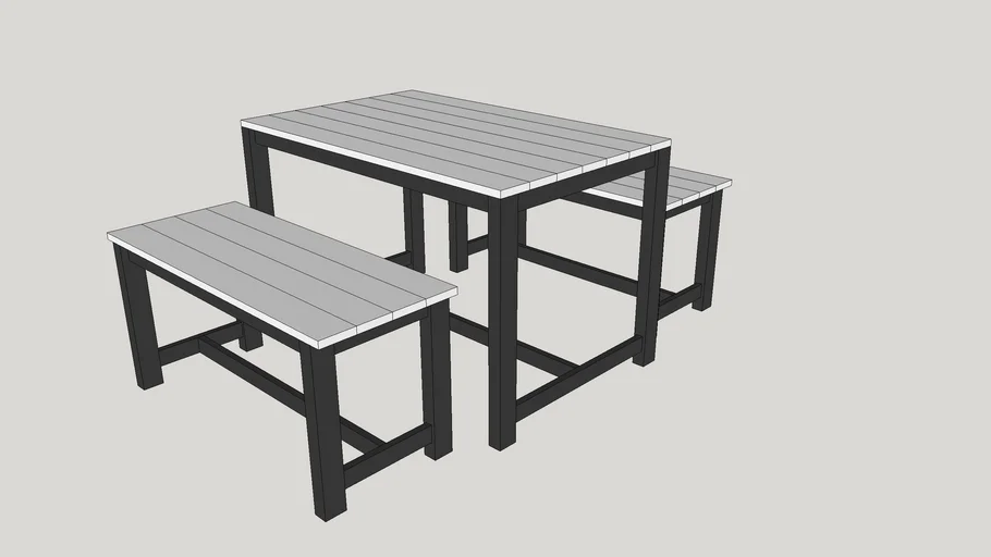 Wood Metal Outdoor Table Set 1