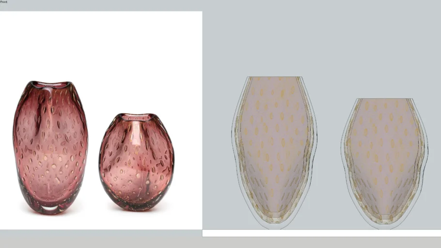 Par de Vasos Roca Mini Tela Roxo com Ouro - Murano Cristais Cadoro