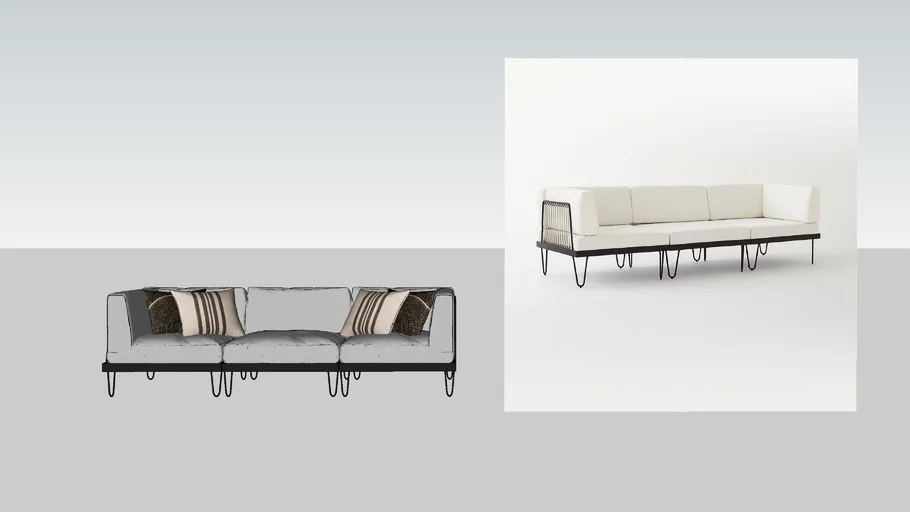 CB2- ROSSI 3-PIECE OUTDOOR SECTIONAL SOFA WITH METAL FRAME
