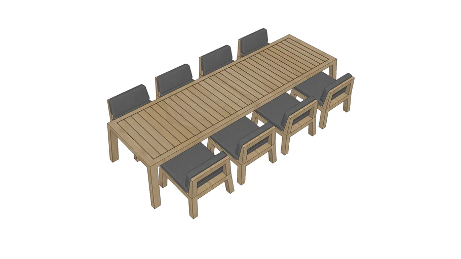 Low dining set / 8 personen