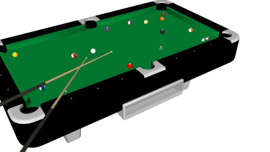 BILLARD 15 BALL POOL STICK GREEN CLOTH SIX HOLES