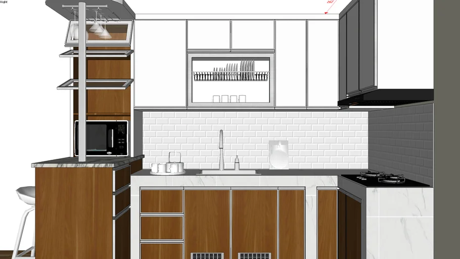 Custom Kitchen Set Aluminium - Enscape Ready