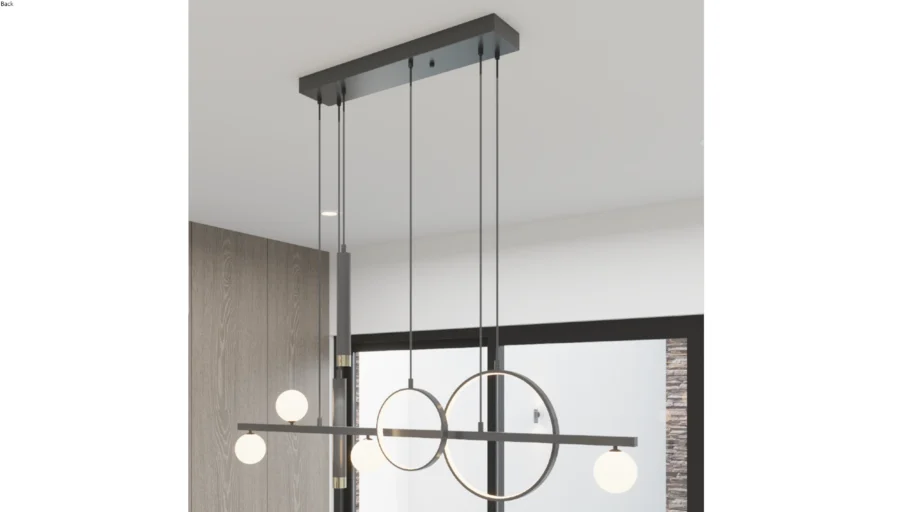 LAMPARA COLGANTE LED, 2 AROS 3 ESFERAS Y 2 BARRAS