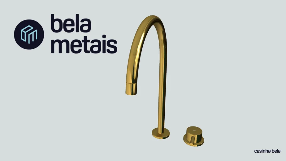 Torneira Monocomando Alta para Banheiro Milos Dourada (TB128)