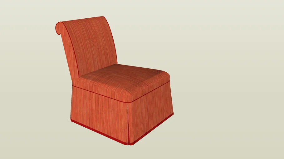 Slipper chair with skirt and fixed seat cushion