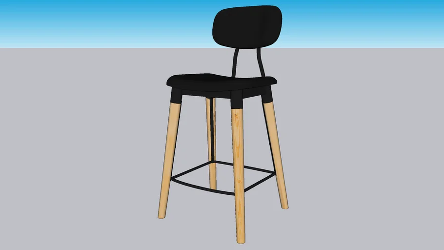 FRENCH INDUSTRIAL KITCHEN STOOL - UPHOLSTERED - ASH