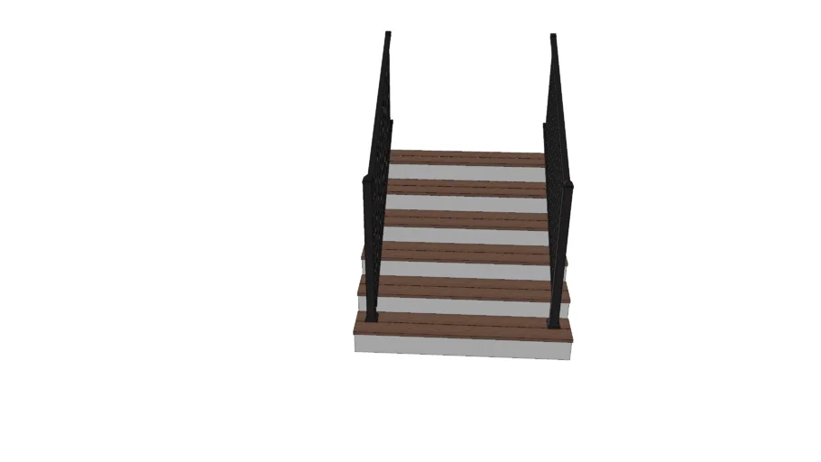 Deck Stairs with Black Metal Railing