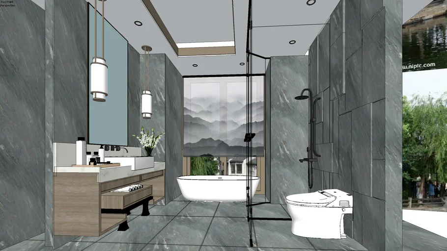 3d scene bathroom