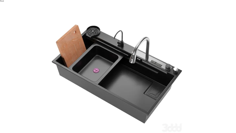 Black Nano Kitchen Sink 304 Stainless Steel Waterfall Sink