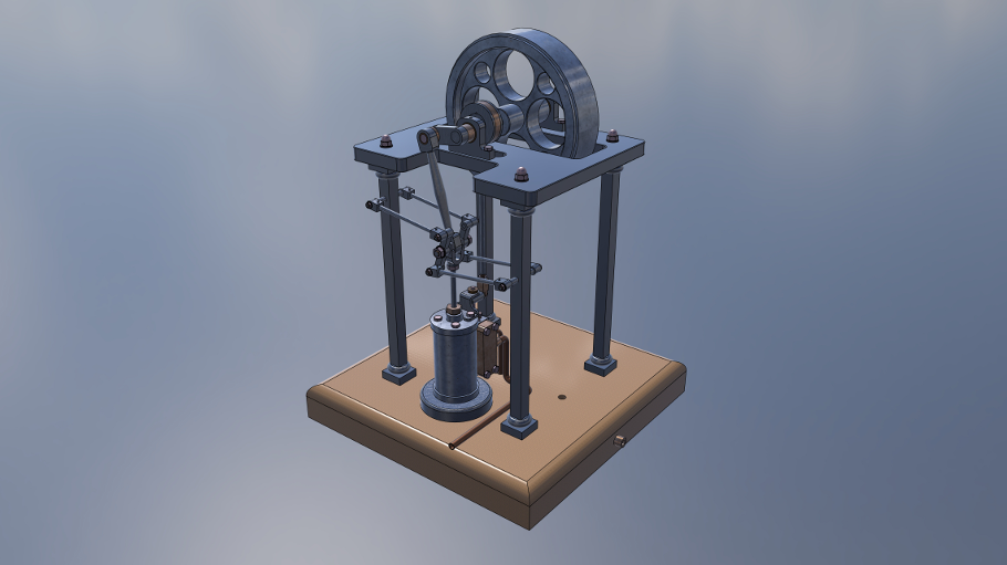 Vertical Cross Single Miniature Steam Engine Updated with PBR Materials ...