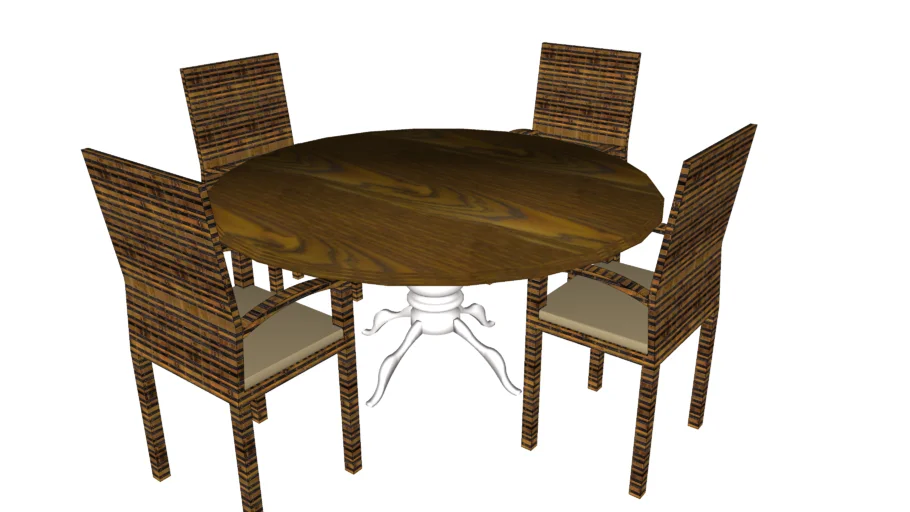 mesa redonda com cadeiras rattan