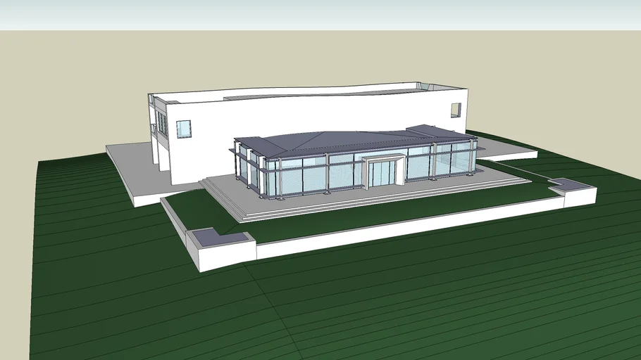 House - glass steel and concrete pavilion