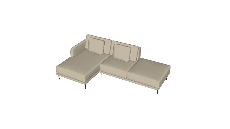 Sofá Veso com chaise e assento fixo