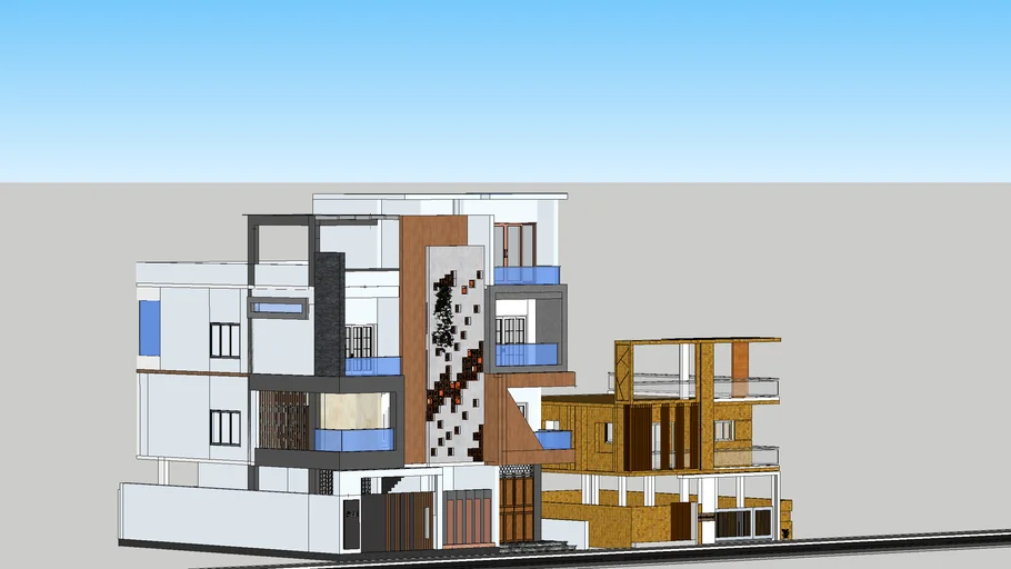 G+3 MODERN ELEVATION WITH HPL CLADDING