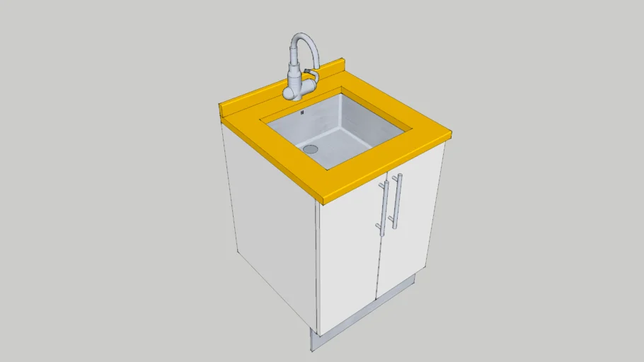 Mueble de cocina 60x60x70,2 puertas,encimera,fregadero,grifo,tirador barra