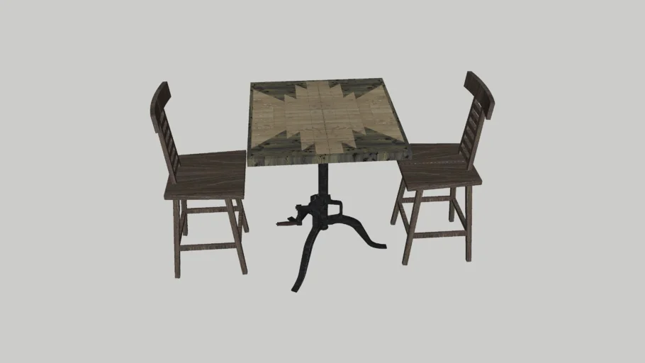 wood cafe table and chair 2