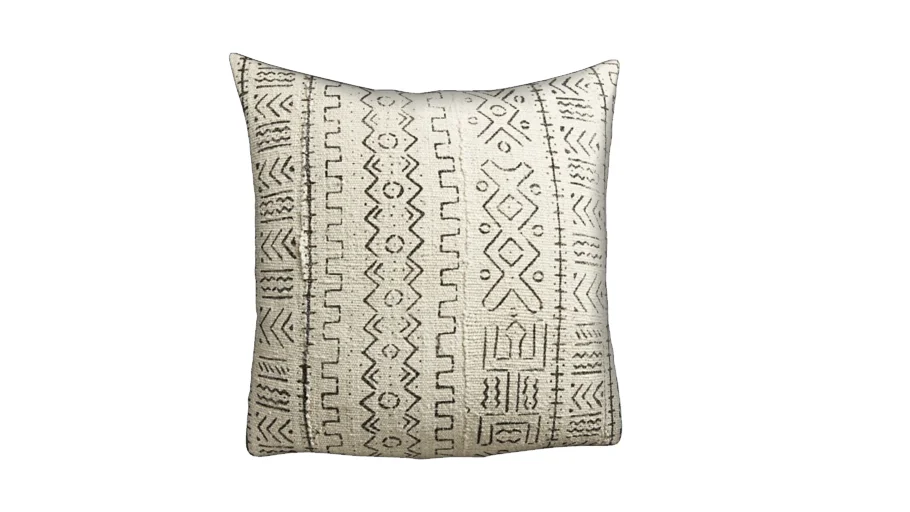 white mudcloth pillow