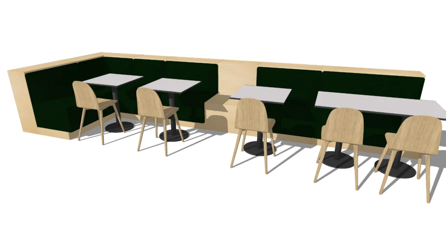 Bank Wood, Seating System, w/Bank Tables and NamNam chairs by Icons of Denmark