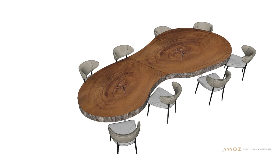 Mesa de jantar tronco + cadeira