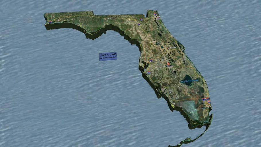 Florida Map Tracing with Google Earth Texture