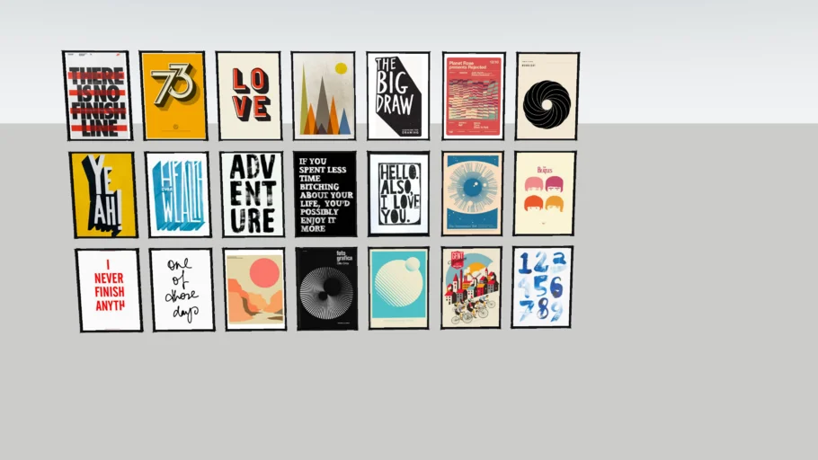Collection of hand painted art prints found on Pinterest