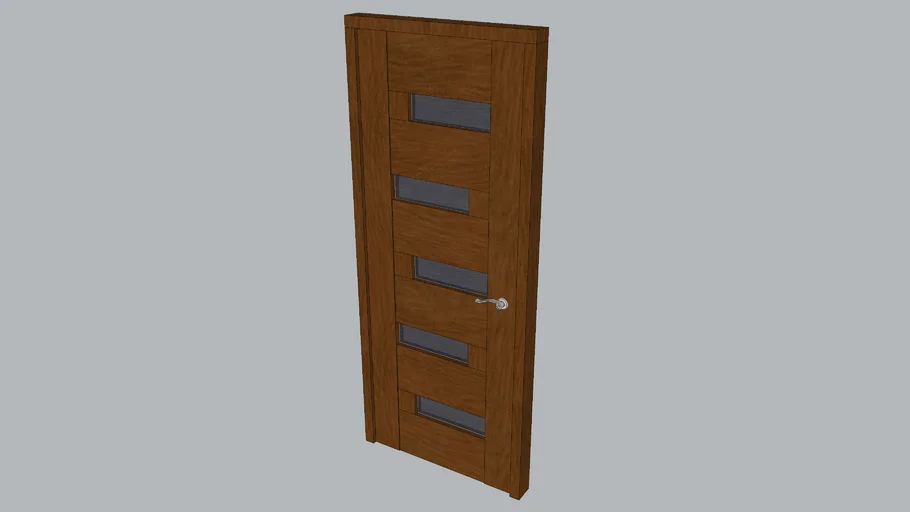 Puerta de Madera Rústica con Paneles de Vidrio - Acabado Mate