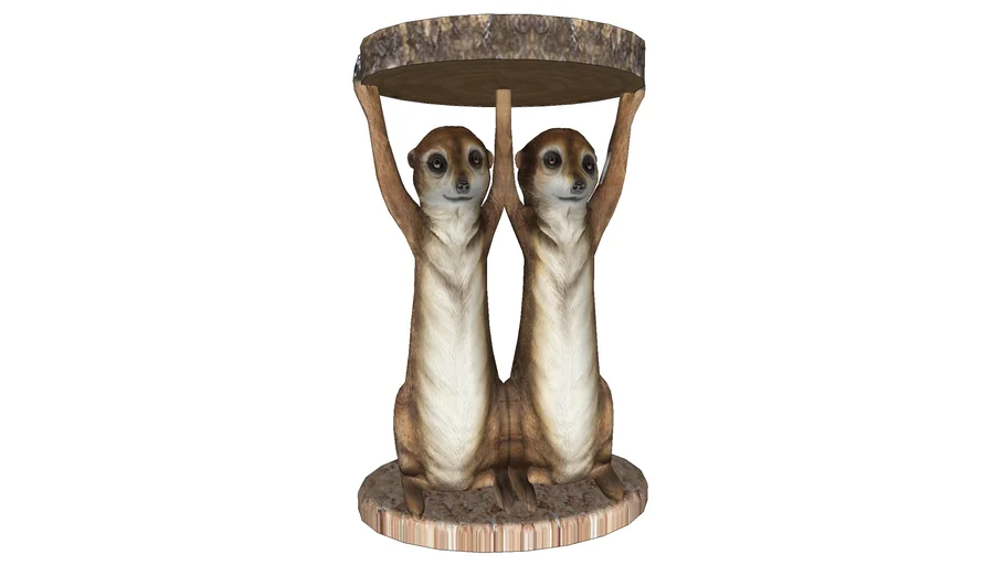 79748 Side Table Animal Meerkat Sisters 33cm