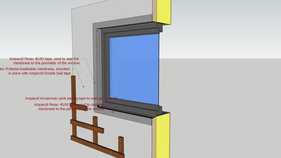 Wood fibre insulation - Window detail in clad facade - Step Three