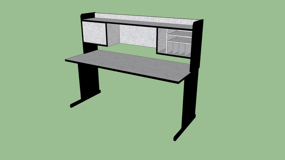 Grey Desk with Hutch - 66"x26"
